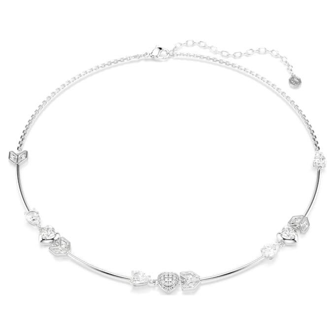 Idyllia Necklace Heart with Arrow, White, Rhodium Plated Idyllia Necklace Heart with Arrow, White, Rhodium Plated