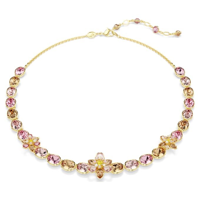 Idyllia Necklace Mixed Cuts, Flower, Multicolored, Gold-Tone Plated Idyllia Necklace Mixed Cuts, Flower, Multicolored, Gold-Tone Plated
