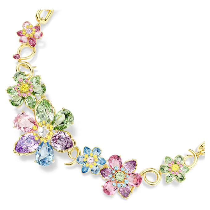 Idyllia Necklace Mixed Cuts, Flower, Multicolored, Gold-Tone Plated Idyllia Necklace Mixed Cuts, Flower, Multicolored, Gold-Tone Plated