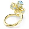 Idyllia Open Ring Mixed Cuts, Flower, Blue, Gold-Tone Plated Idyllia Open Ring Mixed Cuts, Flower, Blue, Gold-Tone Plated
