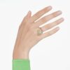 Idyllia Open Ring Mixed Cuts, Flower, Green, Gold-Tone Plated Idyllia Open Ring Mixed Cuts, Flower, Green, Gold-Tone Plated