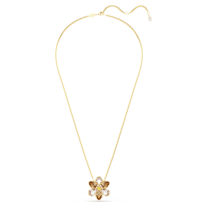 Idyllia Pendant and Brooch Mixed Cuts, Flower, Multicolored, Gold-Tone Plated Idyllia Pendant and Brooch Mixed Cuts, Flower, Multicolored, Gold-Tone Plated