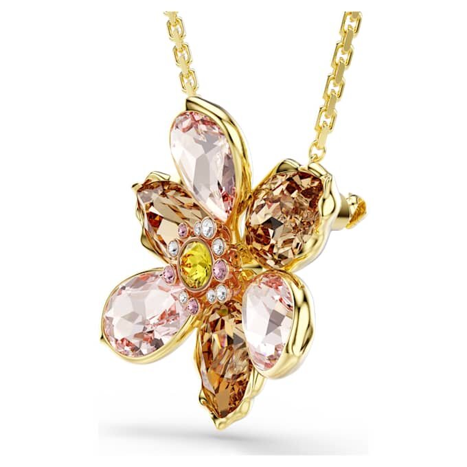 Idyllia Pendant and Brooch Mixed Cuts, Flower, Multicolored, Gold-Tone Plated Idyllia Pendant and Brooch Mixed Cuts, Flower, Multicolored, Gold-Tone Plated