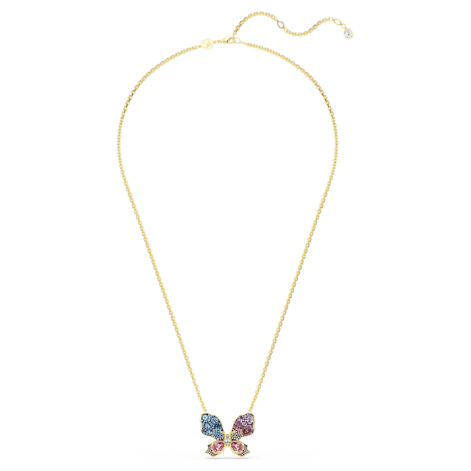 Idyllia Pendant and Brooch Mixed Cuts, Pavé, Butterfly, Multicolored, Gold-Tone Plated Idyllia Pendant and Brooch Mixed Cuts, Pavé, Butterfly, Multicolored, Gold-Tone Plated