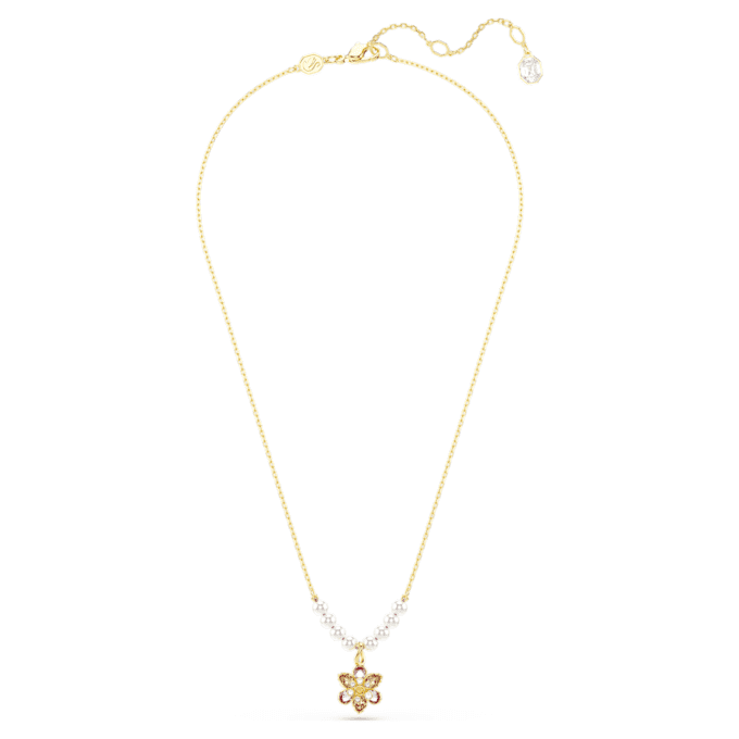 Idyllia Pendant Crystal Pearl, Mixed Cuts, Flower, Multicolored, Gold-Tone Plated Idyllia Pendant Crystal Pearl, Mixed Cuts, Flower, Multicolored, Gold-Tone Plated