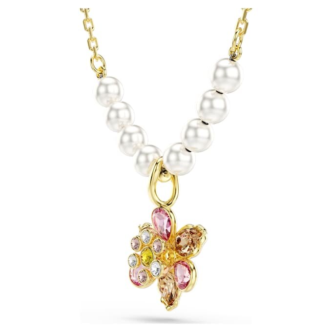 Idyllia Pendant Crystal Pearl, Mixed Cuts, Flower, Multicolored, Gold-Tone Plated Idyllia Pendant Crystal Pearl, Mixed Cuts, Flower, Multicolored, Gold-Tone Plated