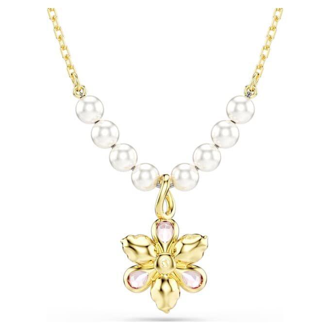Idyllia Pendant Crystal Pearl, Mixed Cuts, Flower, Multicolored, Gold-Tone Plated Idyllia Pendant Crystal Pearl, Mixed Cuts, Flower, Multicolored, Gold-Tone Plated