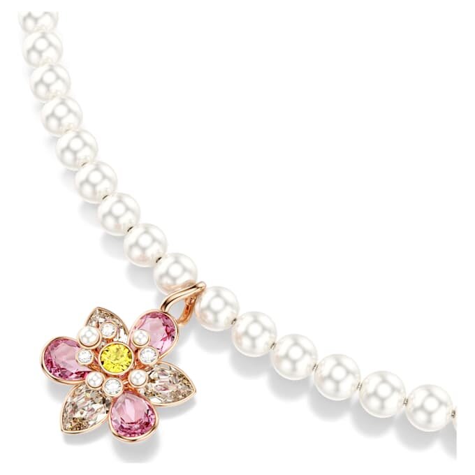 Idyllia Pendant Crystal Pearl, Mixed Cuts, Flower, Multicolored, Rose Gold-Tone Plated Idyllia Pendant Crystal Pearl, Mixed Cuts, Flower, Multicolored, Rose Gold-Tone Plated