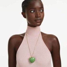 Idyllia Pendant Mixed Cuts, Apple, Green, Gold-Tone Plated