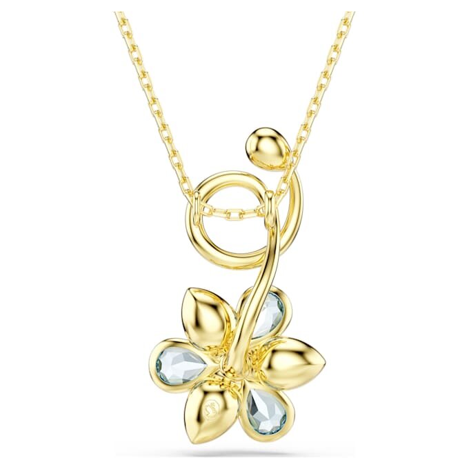 Idyllia Pendant Mixed Cuts, Flower, Blue, Gold-Tone Plated Idyllia Pendant Mixed Cuts, Flower, Blue, Gold-Tone Plated