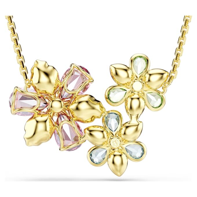 Idyllia Pendant Mixed Cuts, Flower, Multicolored, Gold-Tone Plated Idyllia Pendant Mixed Cuts, Flower, Multicolored, Gold-Tone Plated