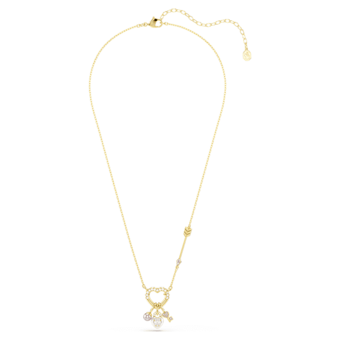 Idyllia Pendant Mixed Cuts, Heart, Key, Pink, Gold-Tone Plated Idyllia Pendant Mixed Cuts, Heart, Key, Pink, Gold-Tone Plated