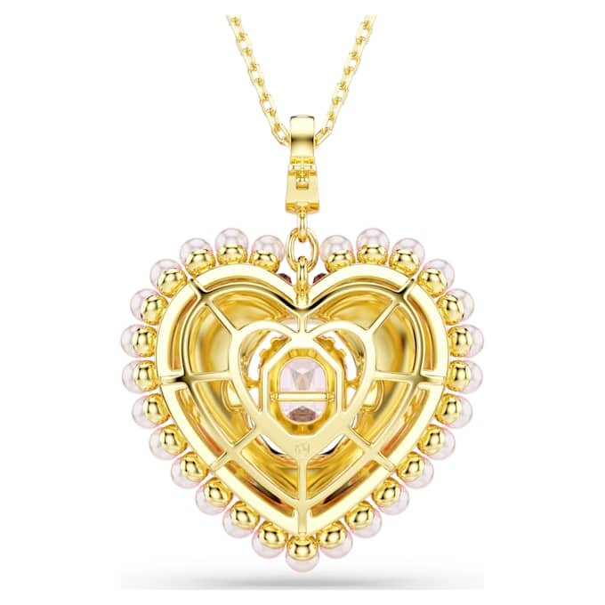 Idyllia Pendant Mixed Cuts, Heart, Pink, Gold-Tone Plated Idyllia Pendant Mixed Cuts, Heart, Pink, Gold-Tone Plated