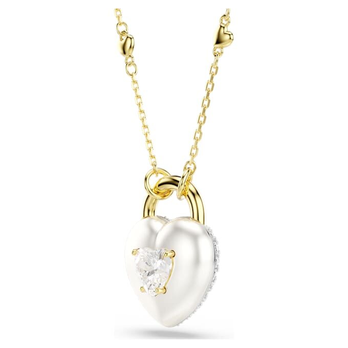 Idyllia Pendant Mixed Cuts, Heart, White, Gold-Tone Plated Idyllia Pendant Mixed Cuts, Heart, White, Gold-Tone Plated