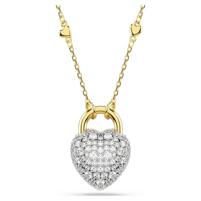 Idyllia Pendant Mixed Cuts, Heart, White, Gold-Tone Plated Idyllia Pendant Mixed Cuts, Heart, White, Gold-Tone Plated