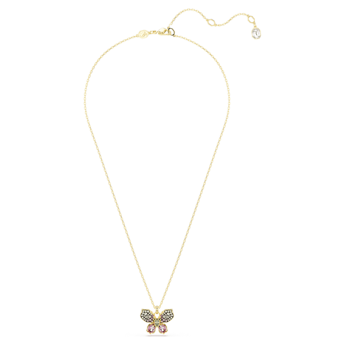 Idyllia Pendant Mixed Cuts, Pavé, Butterfly, Multicolored, Gold-Tone Plated Idyllia Pendant Mixed Cuts, Pavé, Butterfly, Multicolored, Gold-Tone Plated