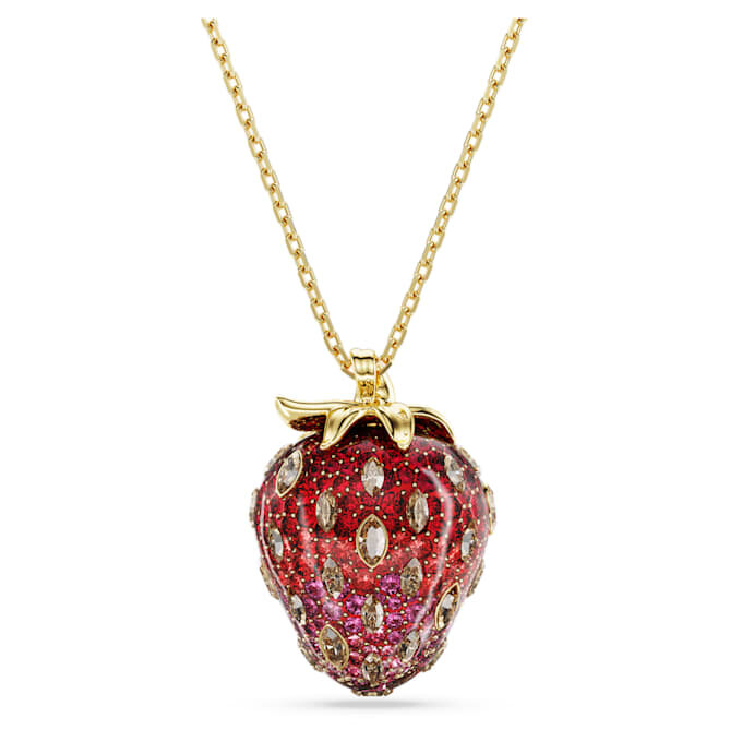 Idyllia Pendant Mixed Cuts, Strawberry, Red, Gold-Tone Plated Idyllia Pendant Mixed Cuts, Strawberry, Red, Gold-Tone Plated