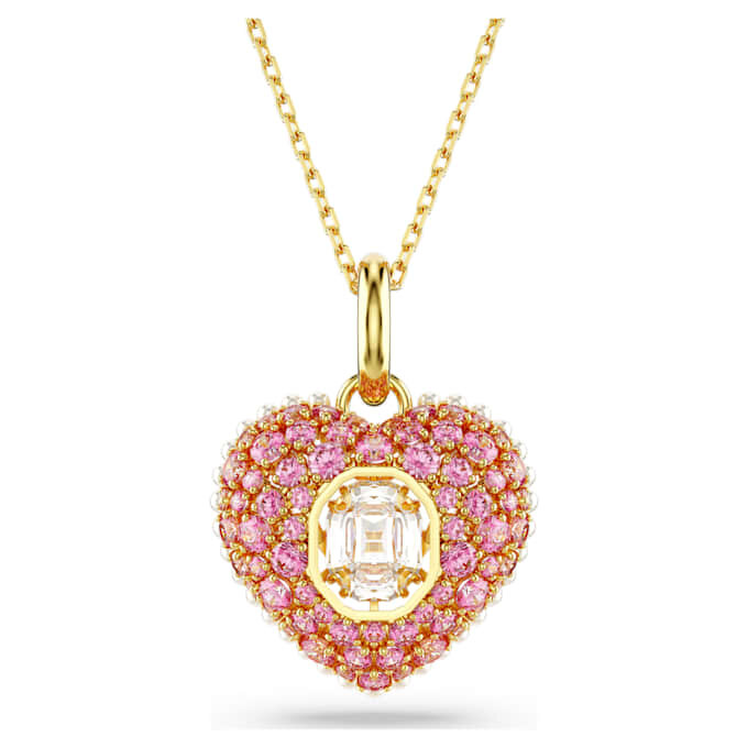 Idyllia Pendant Octagon Cut, Crystal Pearl, Heart, Pink, Gold-Tone Plated Idyllia Pendant Octagon Cut, Crystal Pearl, Heart, Pink, Gold-Tone Plated