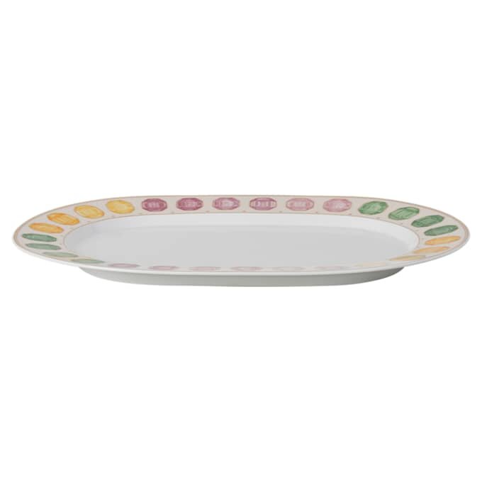 Idyllia Platter Porcelain, Crystal Print Motif, Gemstone, Large, Multicolored Idyllia Platter Porcelain, Crystal Print Motif, Gemstone, Large, Multicolored