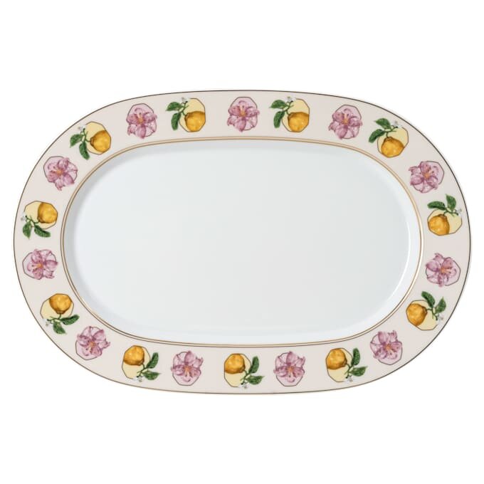 Idyllia Platter Porcelain, Crystal Print Motif, Lily Citron, Small, Multicolored Idyllia Platter Porcelain, Crystal Print Motif, Lily Citron, Small, Multicolored