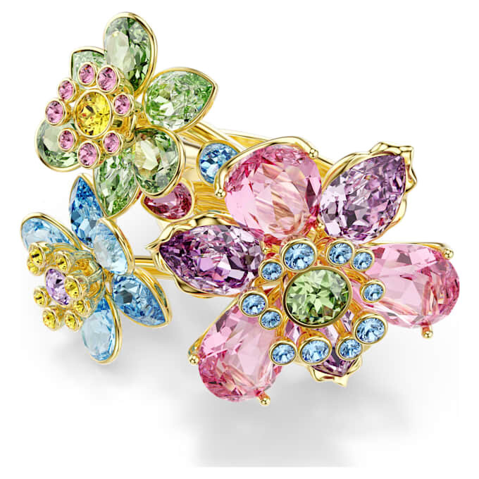 Idyllia Ring Mixed Cuts, Flower, Multicolored, Gold-Tone Plated Idyllia Ring Mixed Cuts, Flower, Multicolored, Gold-Tone Plated