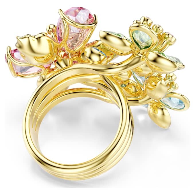 Idyllia Ring Mixed Cuts, Flower, Multicolored, Gold-Tone Plated Idyllia Ring Mixed Cuts, Flower, Multicolored, Gold-Tone Plated