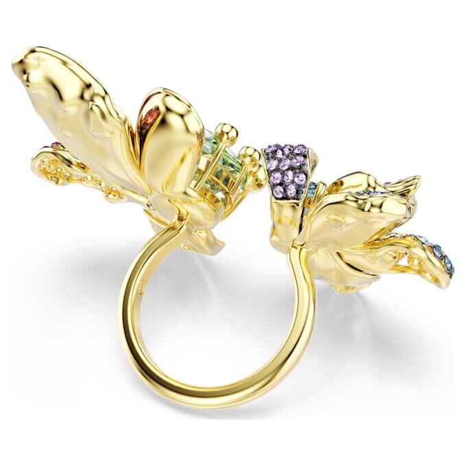 Idyllia Ring Mixed Cuts, Pavé, Flower, Multicolored, Gold-Tone Plated Idyllia Ring Mixed Cuts, Pavé, Flower, Multicolored, Gold-Tone Plated