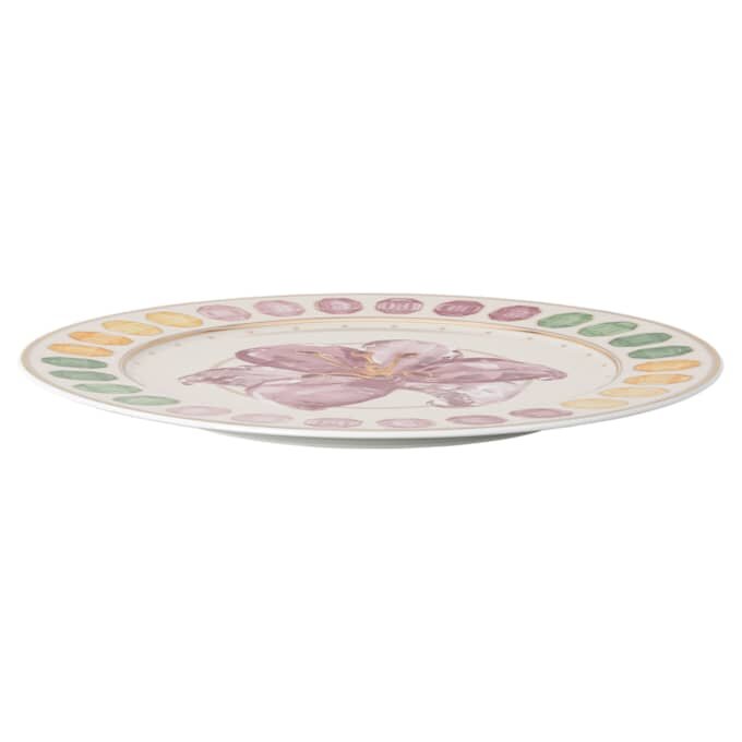 Idyllia Service Plate Porcelain, Crystal Print Motif, Lily, Multicolored Idyllia Service Plate Porcelain, Crystal Print Motif, Lily, Multicolored