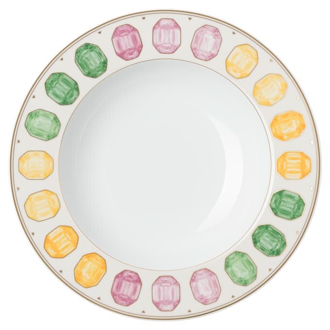 Idyllia Soup Plate Porcelain, Crystal Print Motif, Gemstone, Multicolored Idyllia Soup Plate Porcelain, Crystal Print Motif, Gemstone, Multicolored