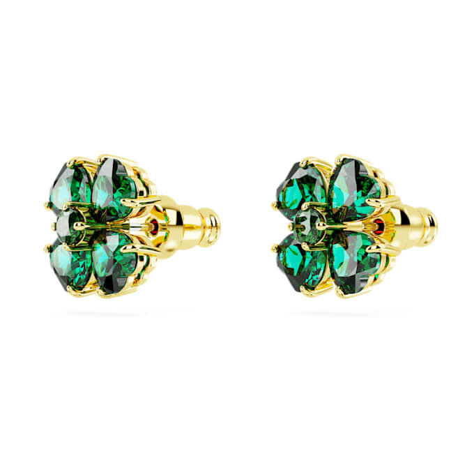 Idyllia Stud Earrings Clover, Green, Gold-Tone Plated Idyllia Stud Earrings Clover, Green, Gold-Tone Plated