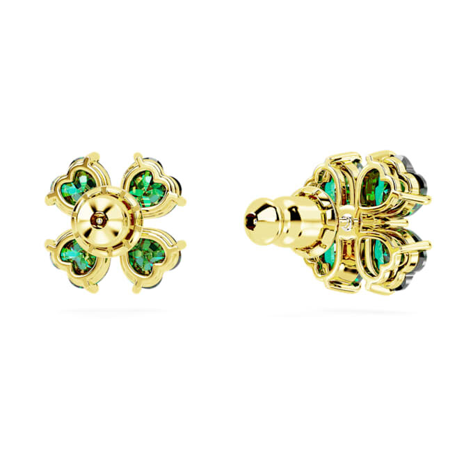 Idyllia Stud Earrings Clover, Green, Gold-Tone Plated Idyllia Stud Earrings Clover, Green, Gold-Tone Plated