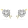 Idyllia Stud Earrings Mixed Cuts, Heart with Arrow, White, Mixed Metal Finish Idyllia Stud Earrings Mixed Cuts, Heart with Arrow, White, Mixed Metal Finish