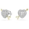 Idyllia Stud Earrings Mixed Cuts, Heart with Arrow, White, Mixed Metal Finish Idyllia Stud Earrings Mixed Cuts, Heart with Arrow, White, Mixed Metal Finish