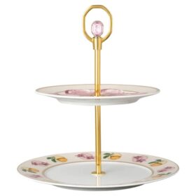 Idyllia éTagèRe Porcelain, Crystal Print Motif, Lily Citron, Small, Multicolored