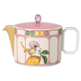 Idyllia Teapot Porcelain, Crystal Print Motif, Flycatcher, Small, Multicolored