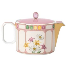Idyllia Teapot Porcelain, Crystal Print Motif, Flycatcher, Small, Multicolored