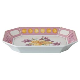 Idyllia Tray Porcelain, Crystal Print Motif, Flower, Large, Pink