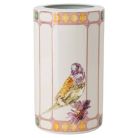 Idyllia Vase Porcelain, Crystal Print Motif, Bird, Multicolored Idyllia Vase Porcelain, Crystal Print Motif, Bird, Multicolored