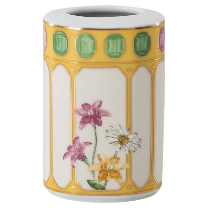 Idyllia Vase Porcelain, Crystal Print Motif, Flower, Yellow Idyllia Vase Porcelain, Crystal Print Motif, Flower, Yellow