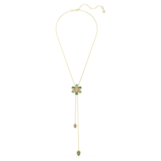 Idyllia Y Pendant Mixed Cuts, Flower, Multicolored, Gold-Tone Plated Idyllia Y Pendant Mixed Cuts, Flower, Multicolored, Gold-Tone Plated
