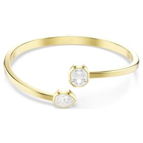 Imber Bangle Mixed Cuts, White, Gold-Tone Plated Imber Bangle Mixed Cuts, White, Gold-Tone Plated