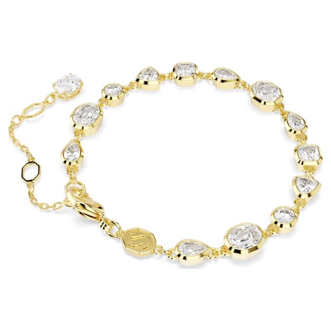Imber Bracelet Mixed Cuts, White, Gold-Tone Plated Imber Bracelet Mixed Cuts, White, Gold-Tone Plated