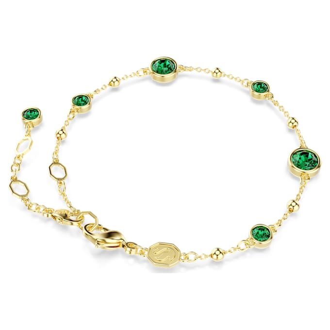 Imber Bracelet Round Cut, Green, Gold-Tone Plated Imber Bracelet Round Cut, Green, Gold-Tone Plated