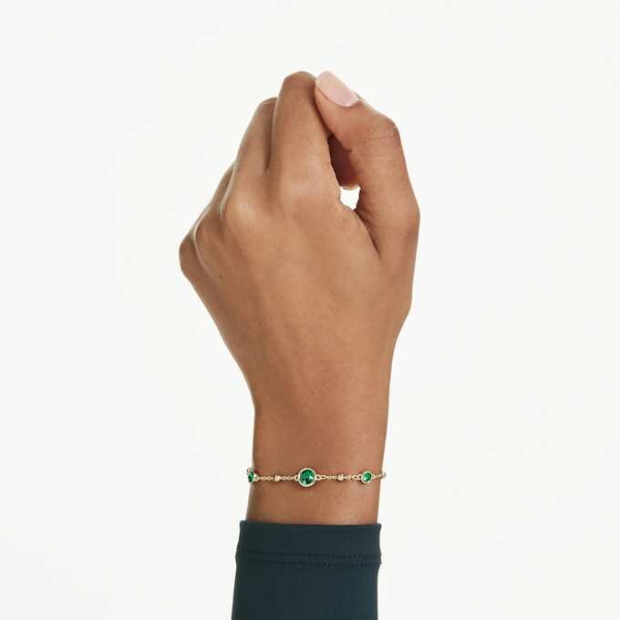 Imber Bracelet Round Cut, Green, Gold-Tone Plated Imber Bracelet Round Cut, Green, Gold-Tone Plated