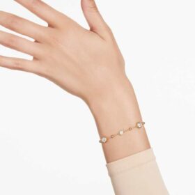 Imber Bracelet Round Cut, Scattered Design, White, Gold-Tone Plated Imber Bracelet Round Cut, Scattered Design, White, Gold-Tone Plated