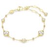 Imber Bracelet Round Cut, Scattered Design, White, Gold-Tone Plated