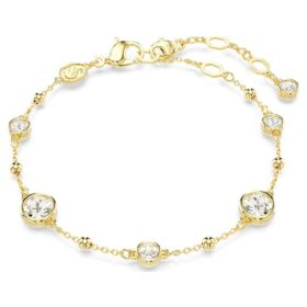 Imber Bracelet Round Cut, Scattered Design, White, Gold-Tone Plated Imber Bracelet Round Cut, Scattered Design, White, Gold-Tone Plated