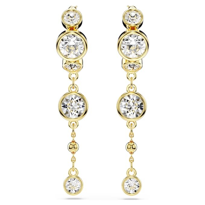 Imber Drop Earrings Round Cut, White, Mixed Metal Finish Imber Drop Earrings Round Cut, White, Mixed Metal Finish