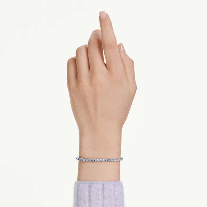 Imber Emily Tennis Bracelet Round Cut, Blue, Rhodium Plated Imber Emily Tennis Bracelet Round Cut, Blue, Rhodium Plated