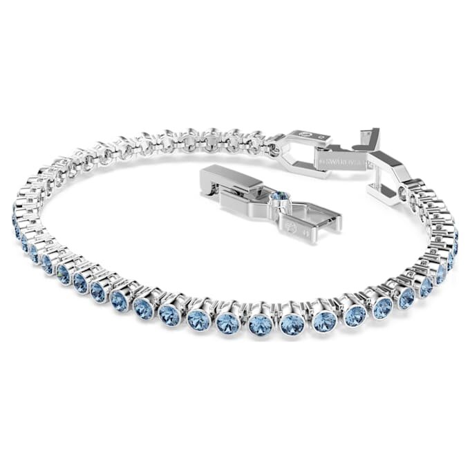 Imber Emily Tennis Bracelet Round Cut, Blue, Rhodium Plated Imber Emily Tennis Bracelet Round Cut, Blue, Rhodium Plated